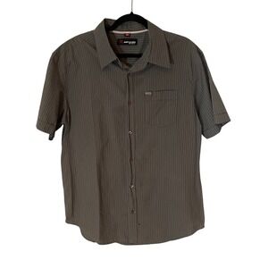 Rip Curl Mens Striped Short Sleeve Button Up Shirt Size XL Gray Flawed